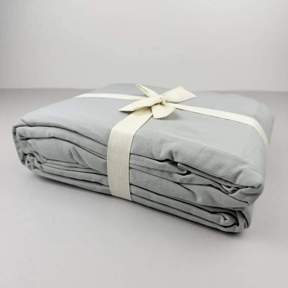 The Citizenry Stonewashed Organic Percale Duvet Cover King/Cal King Seaglass NEW